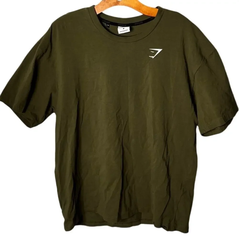 Gymshark Crest Oversized Short Sleeve T-Shirt Olive Green M